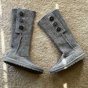 UGG boots, gray cardi boots, with buttons